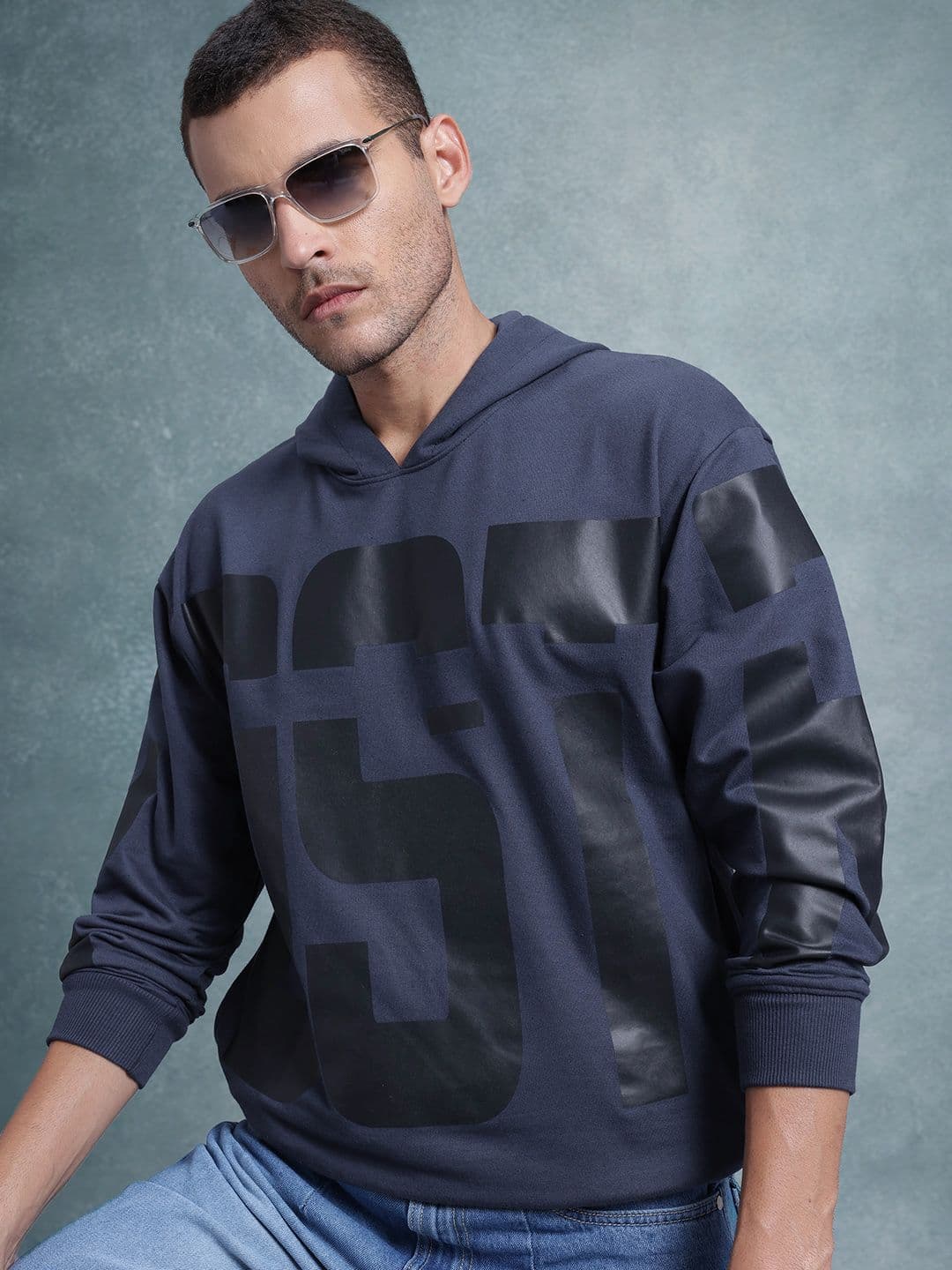 The Roadster Lifestyle Co. Men Printed Hooded Sweatshirt - view 1