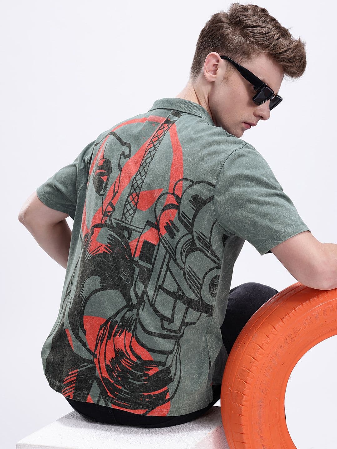 Kook N Keech Marvel Men Printed Polo Collar Oversized T-shirt - view 1