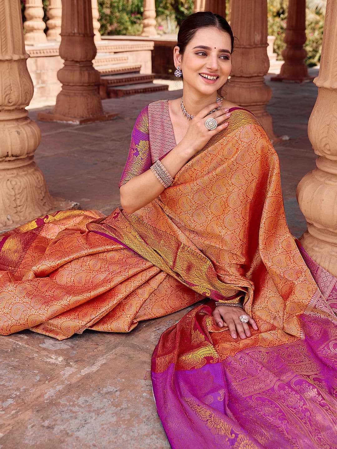 Satrani Woven Design Zari Paithani Saree - view 1