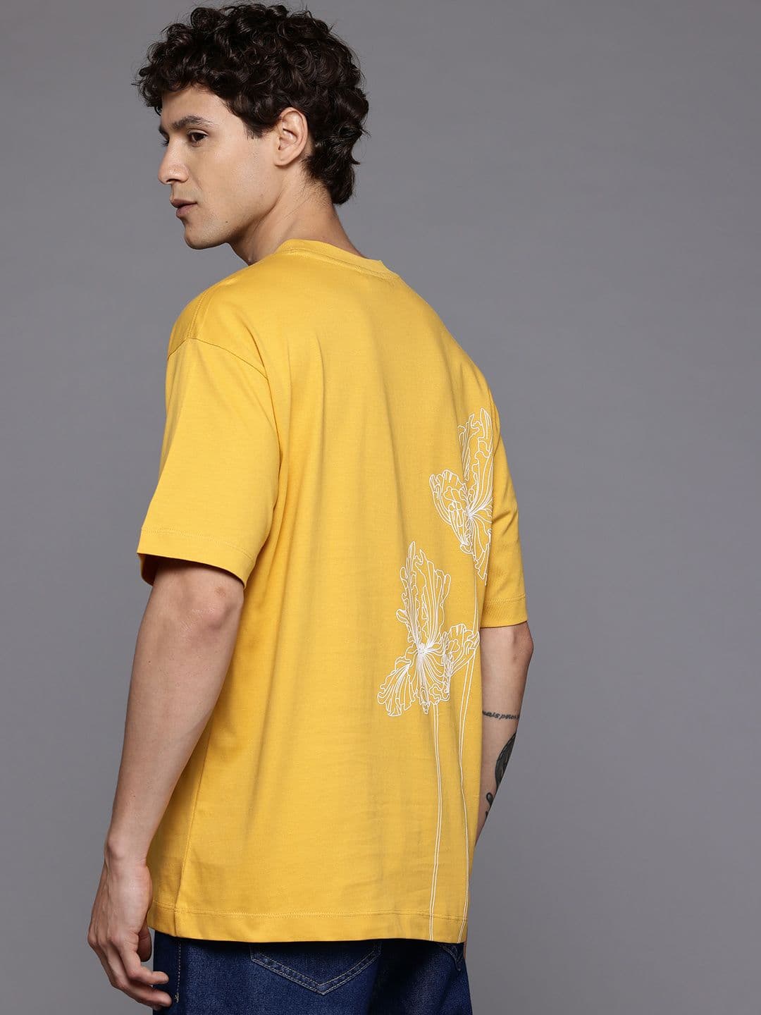 Allen Solly Floral Print Drop-Shoulder Sleeves Relaxed Fit T-shirt - view 1