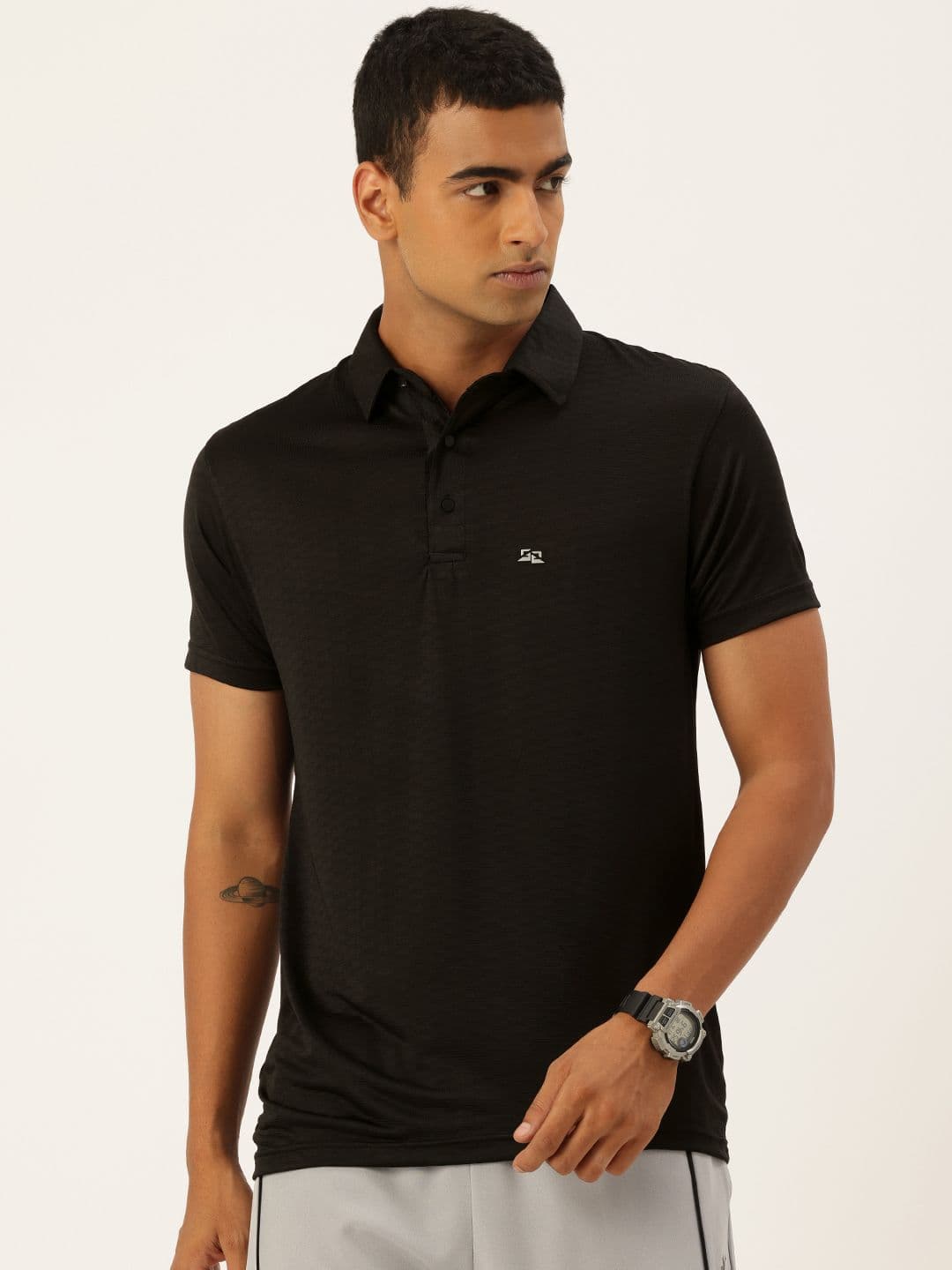 FIFTY TWO Self Design Polo Collar Dri-FIT Training or Gym Sports T-shirt - view 1