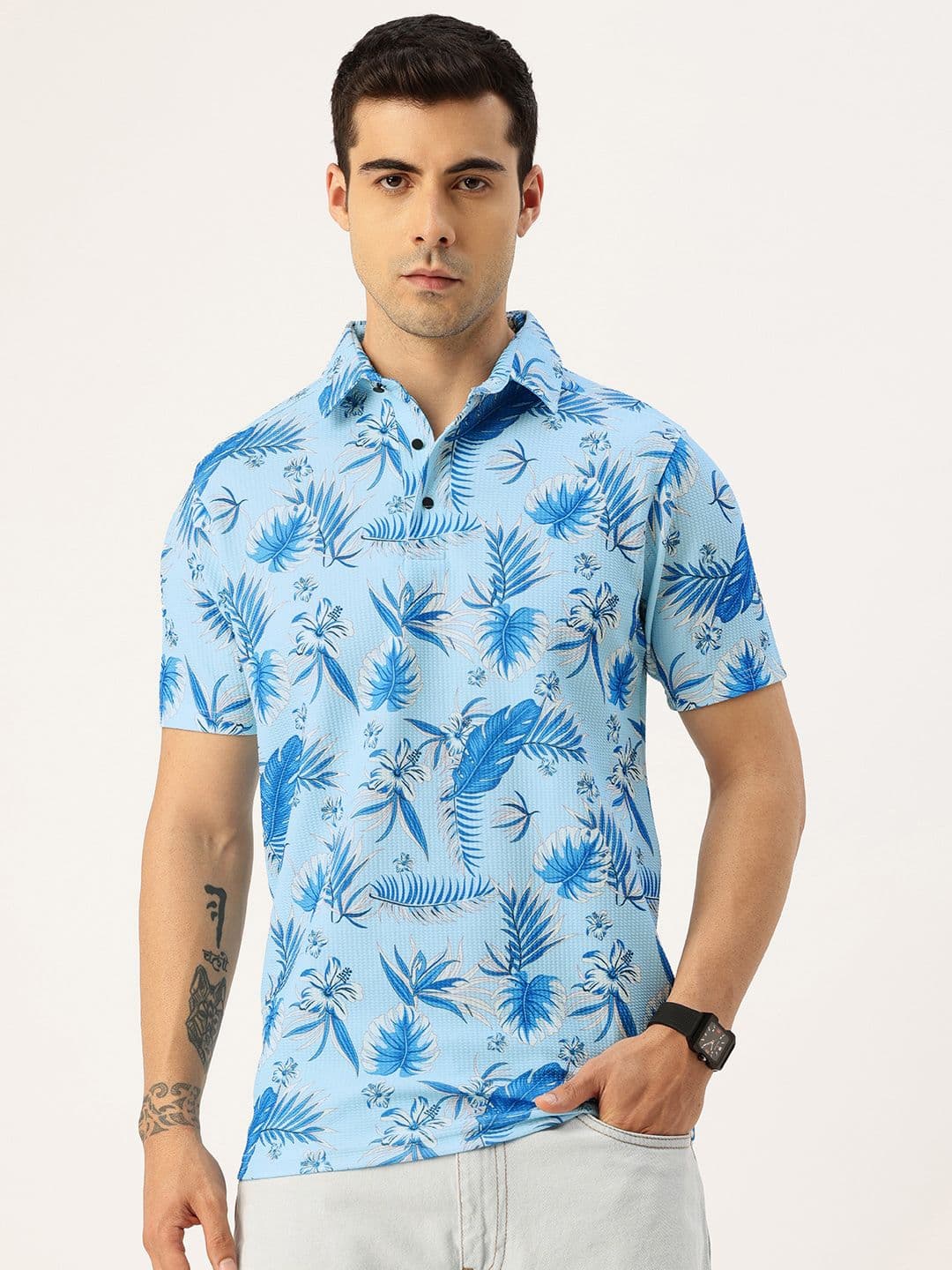 FIFTY TWO Tropical Printed Polo Collar T-shirt - view 1