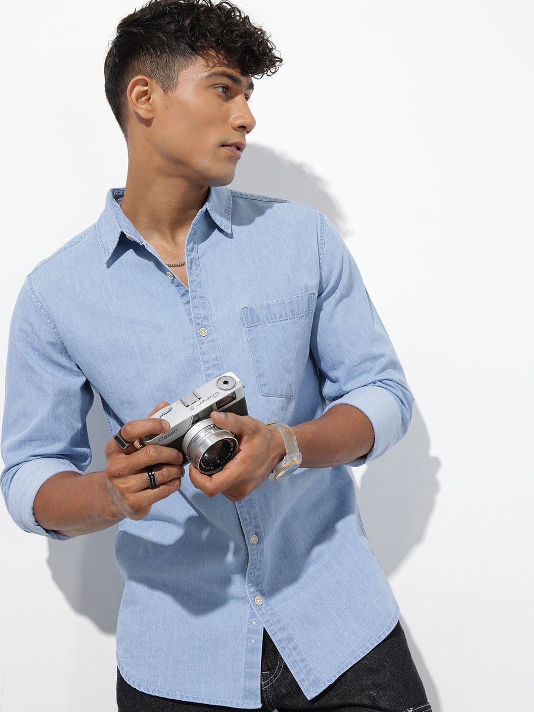 R.Code by The Roadster Life Co. Solid Denim Shirt - view 1