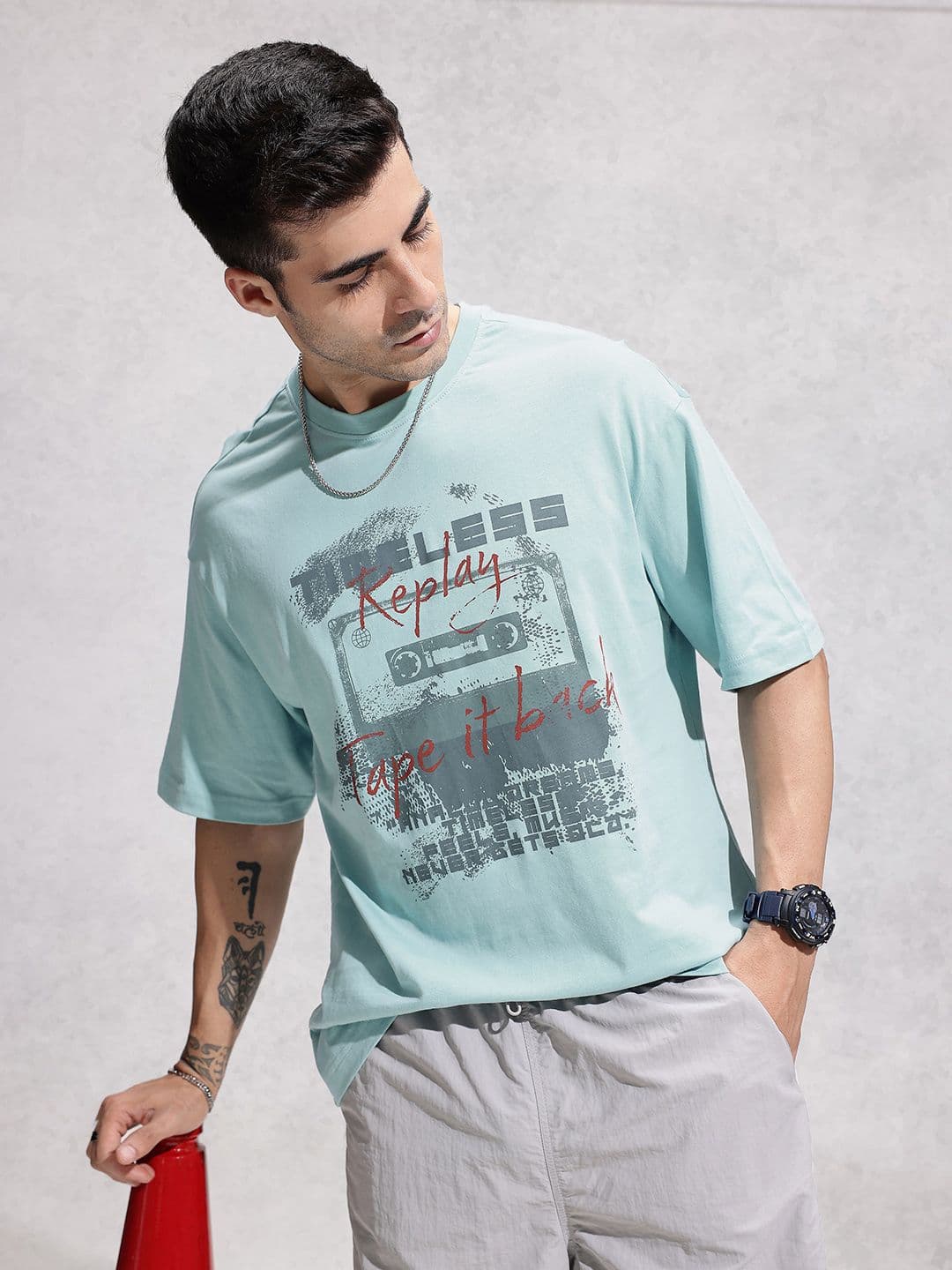 WROGN Graphic Printed Pure Cotton Oversized T-shirt - view 1