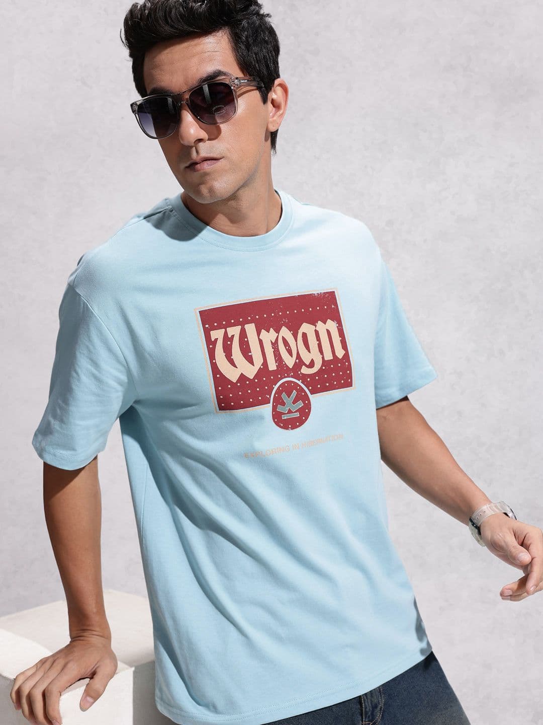 WROGN Oversized Fit Brand Logo Printed Pure Cotton T-shirt - view 1