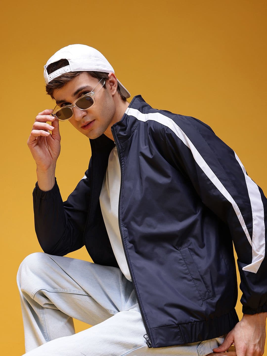 HERE&NOW Stripe Detail Mock Collar Windcheater Jacket - view 1