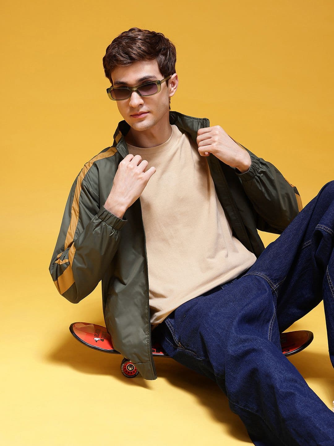 HERE&NOW Stripe Detail Mock Collar Windcheater Jacket - view 1
