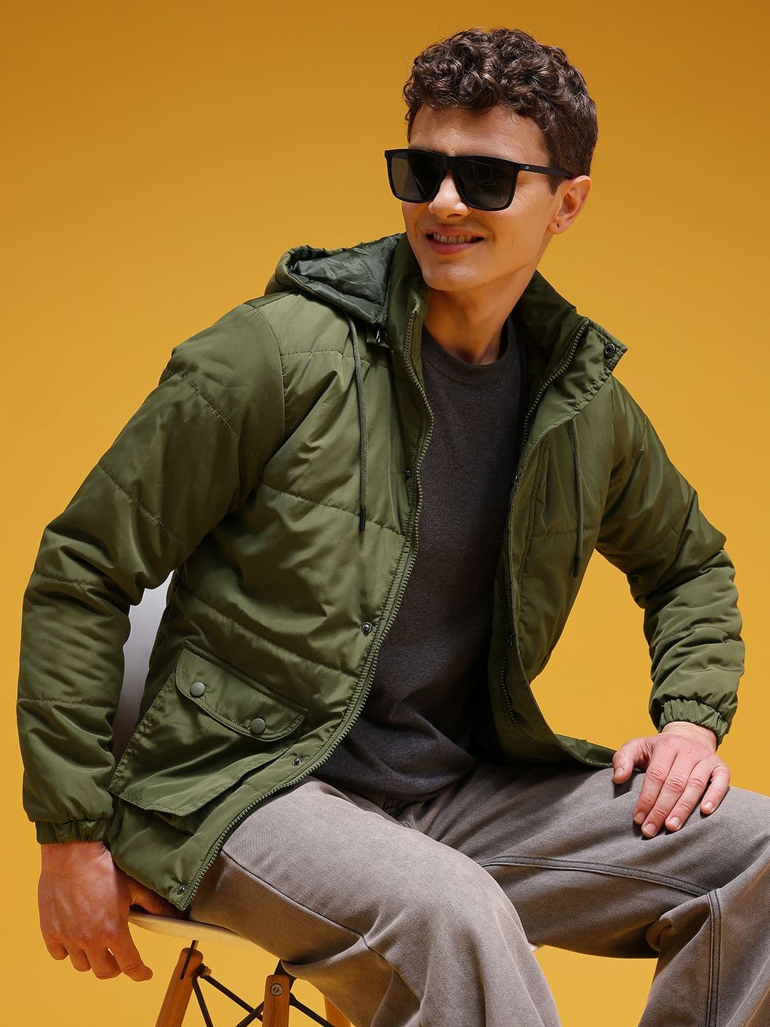 HERE&NOW Hooded Padded Jacket with Utility Pockets - view 1