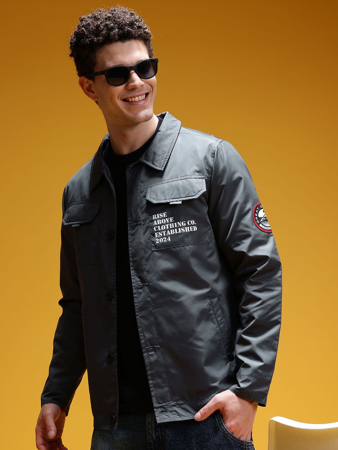 HERE&NOW Typography Print Applique Detail Tailored Jacket - view 1