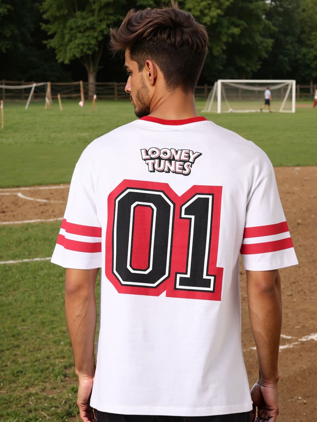 The Indian Garage Co Men Bugs Bunny Typography Printed Pure Cotton Relaxed Fit T-shirt - view 1