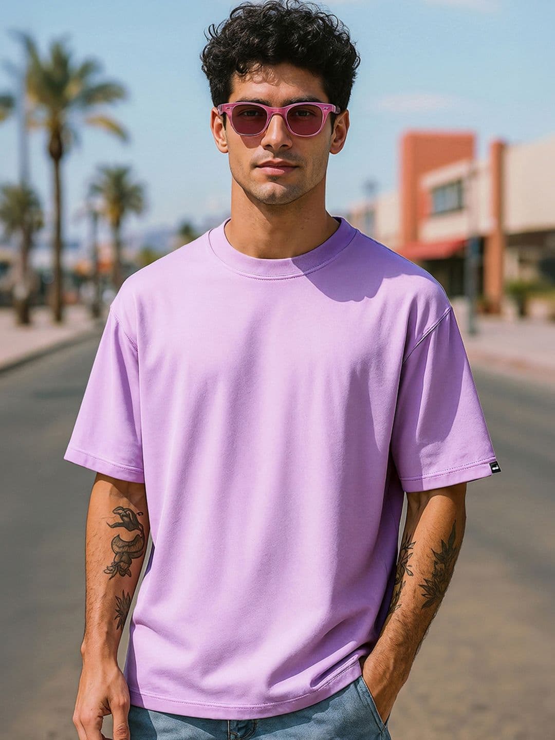 Bewakoof Heavy Duty Men Solid Round Neck Cotton Oversized T-shirt - view 1