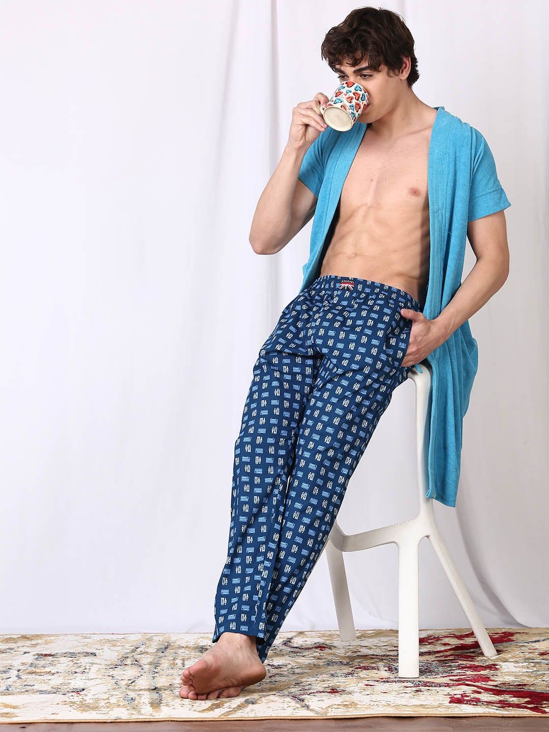 Pepe Jeans Mens Printed Mid-Rise Cotton Lounge Pants - view 1