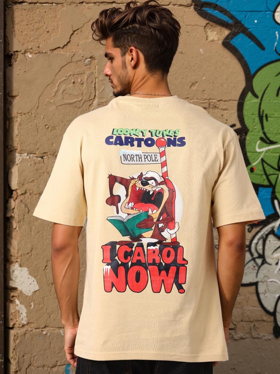 The Indian Garage Co Men Looney Tunes Graphic Printed Round Neck Pure Cotton Boxy T-shirt - view 1