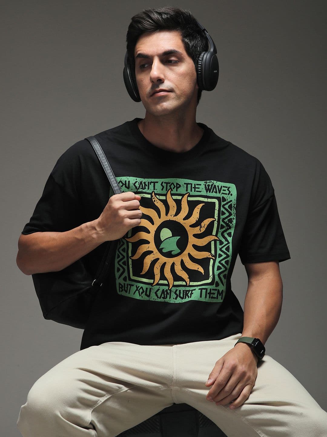 Stormborn Men Drop-Shoulder Printed Cotton Oversized Tshirt - view 1
