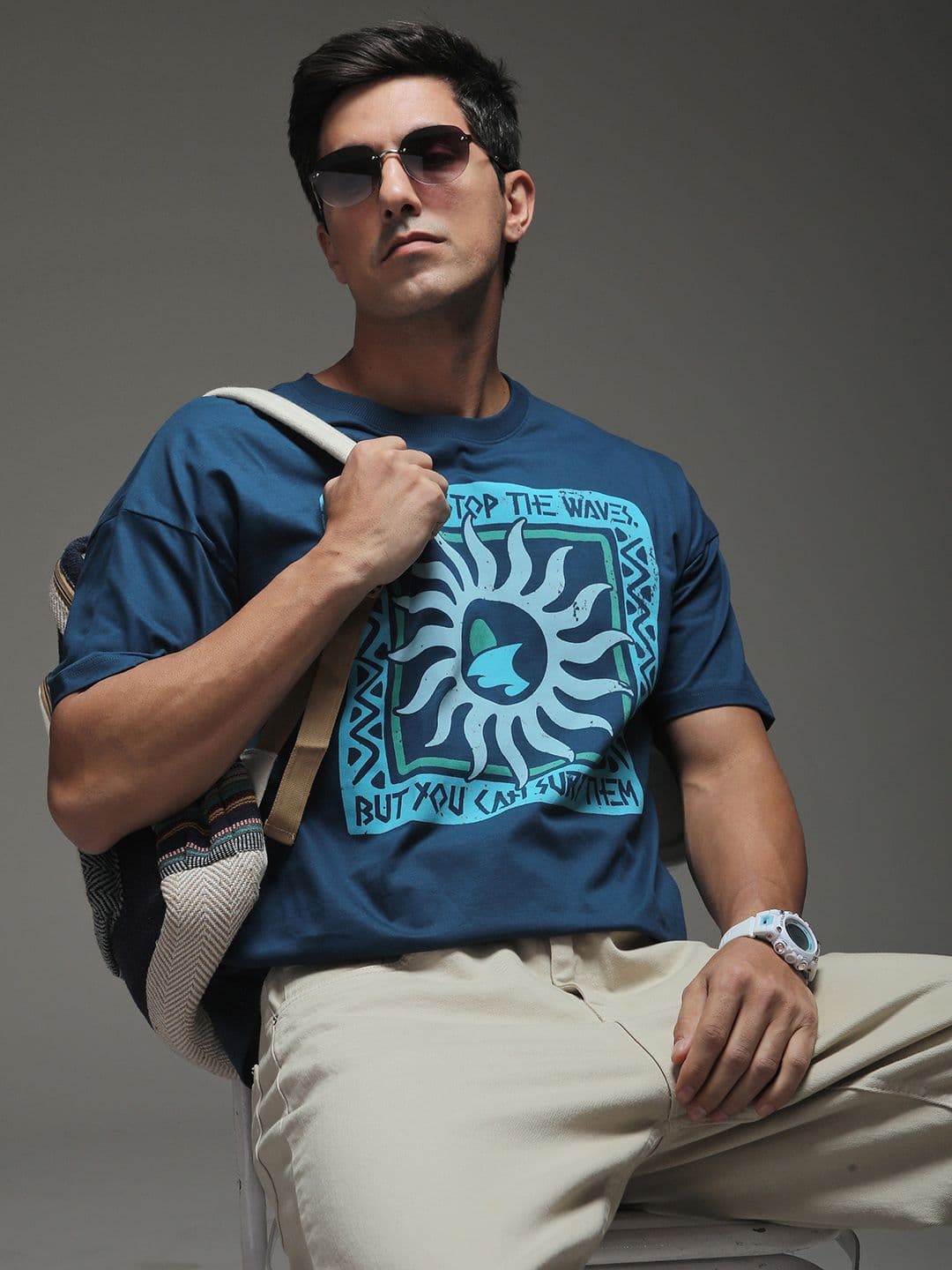 Stormborn Men Drop-Shoulder Printed Cotton Oversized Tshirt - view 1