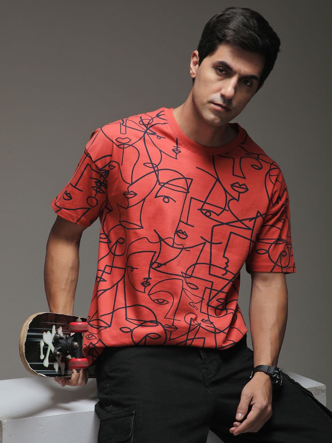 Stormborn Men Drop-Shoulder Printed Cotton Oversized Tshirt - view 1
