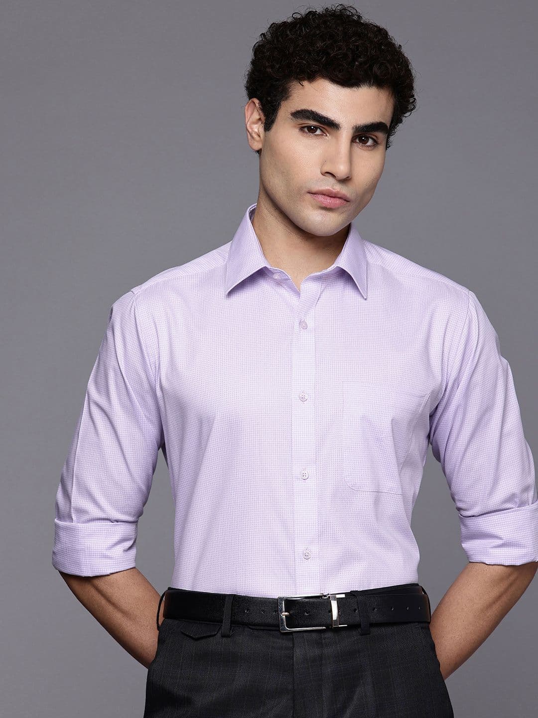 Raymond Slim Fit Checked Pure Cotton Formal Shirt - view 1