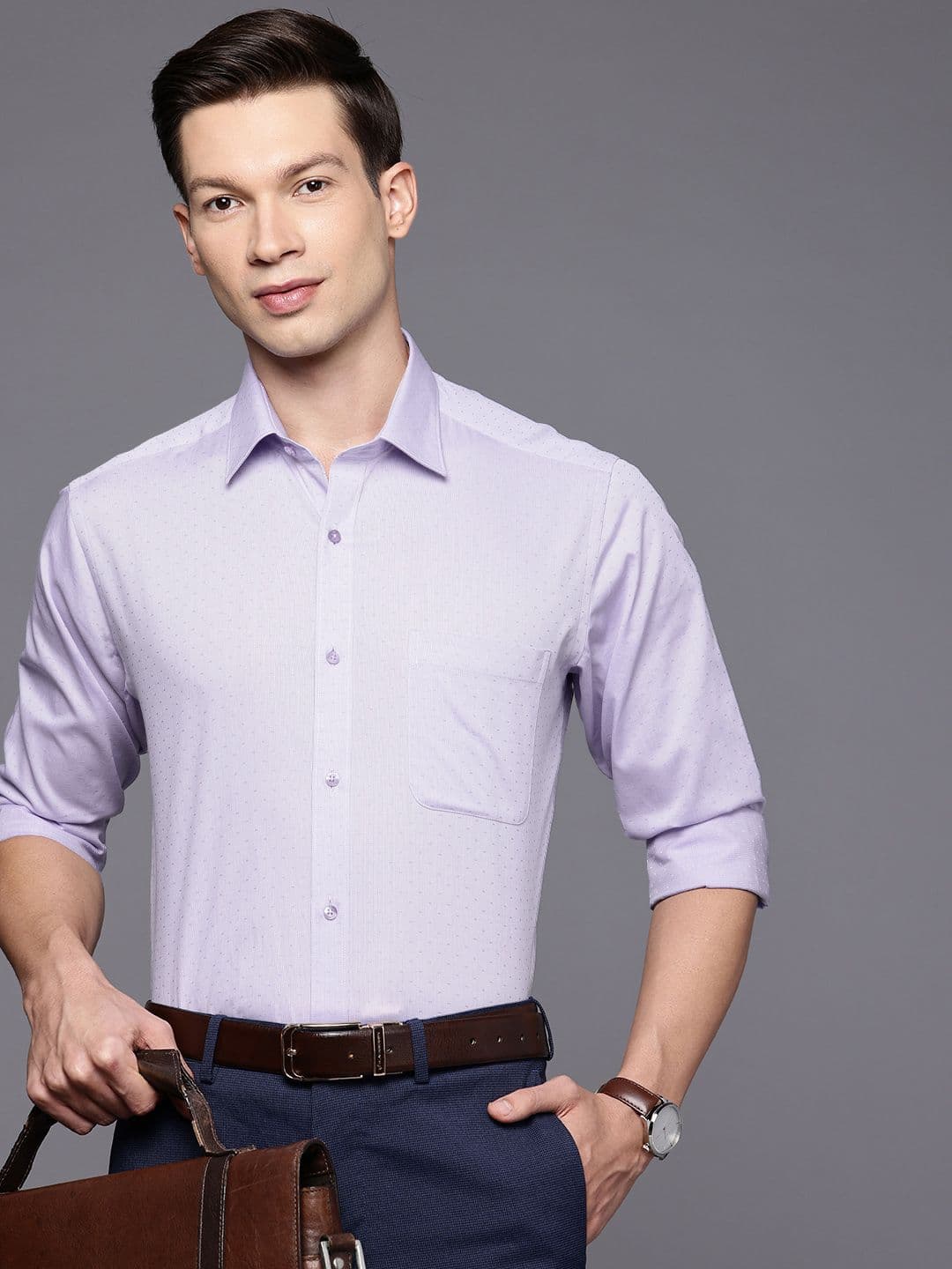 Raymond Slim Fit Textured Pure Cotton Formal Shirt - view 1