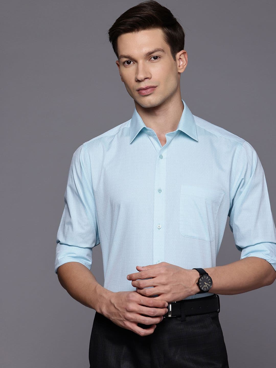 Raymond Slim Fit Textured Pure Cotton Formal Shirt - view 1