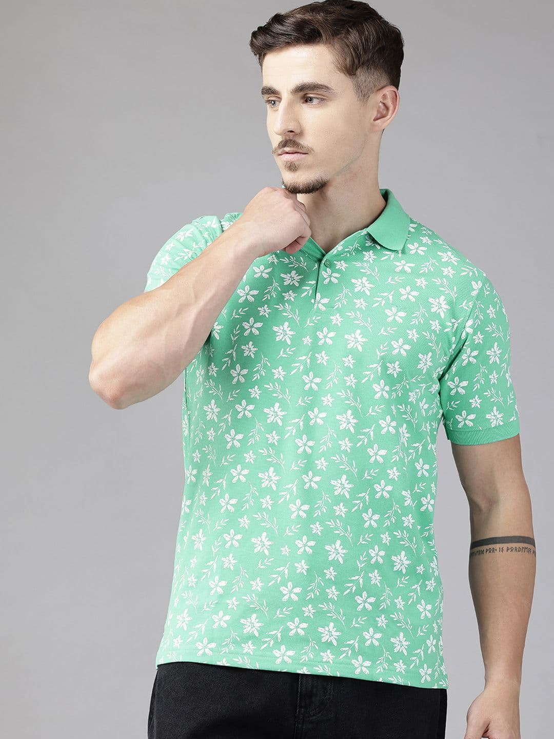 Park Avenue Floral Printed Polo Collar T-shirt - view 1