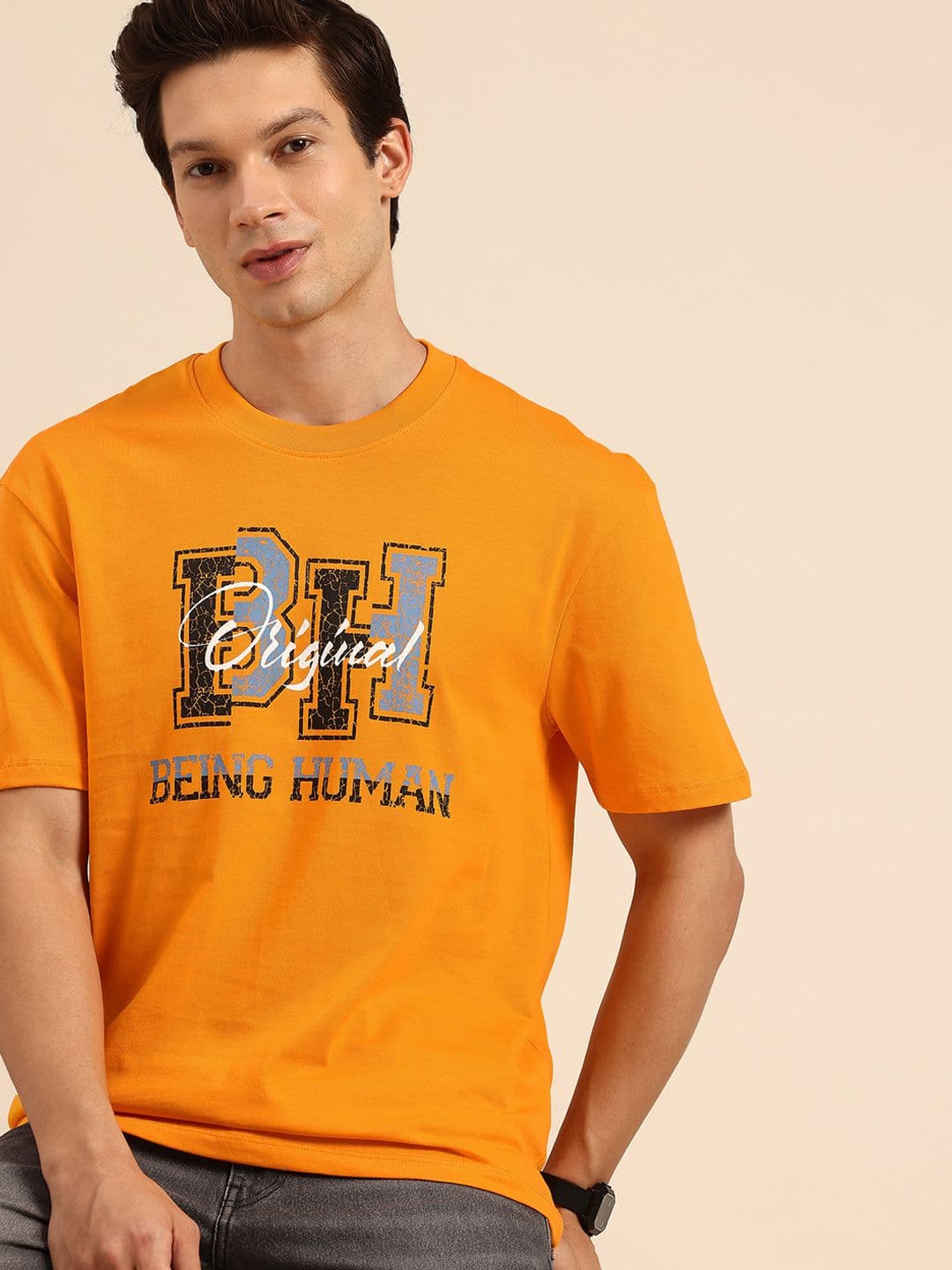 Being Human Pure Cotton Brand Logo Printed Relaxed Fit T-shirt - view 1