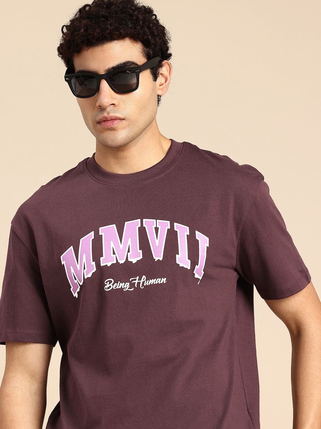 Being Human Typography Printed Drop-Shoulder Sleeves Pure Cotton T-shirt - view 1
