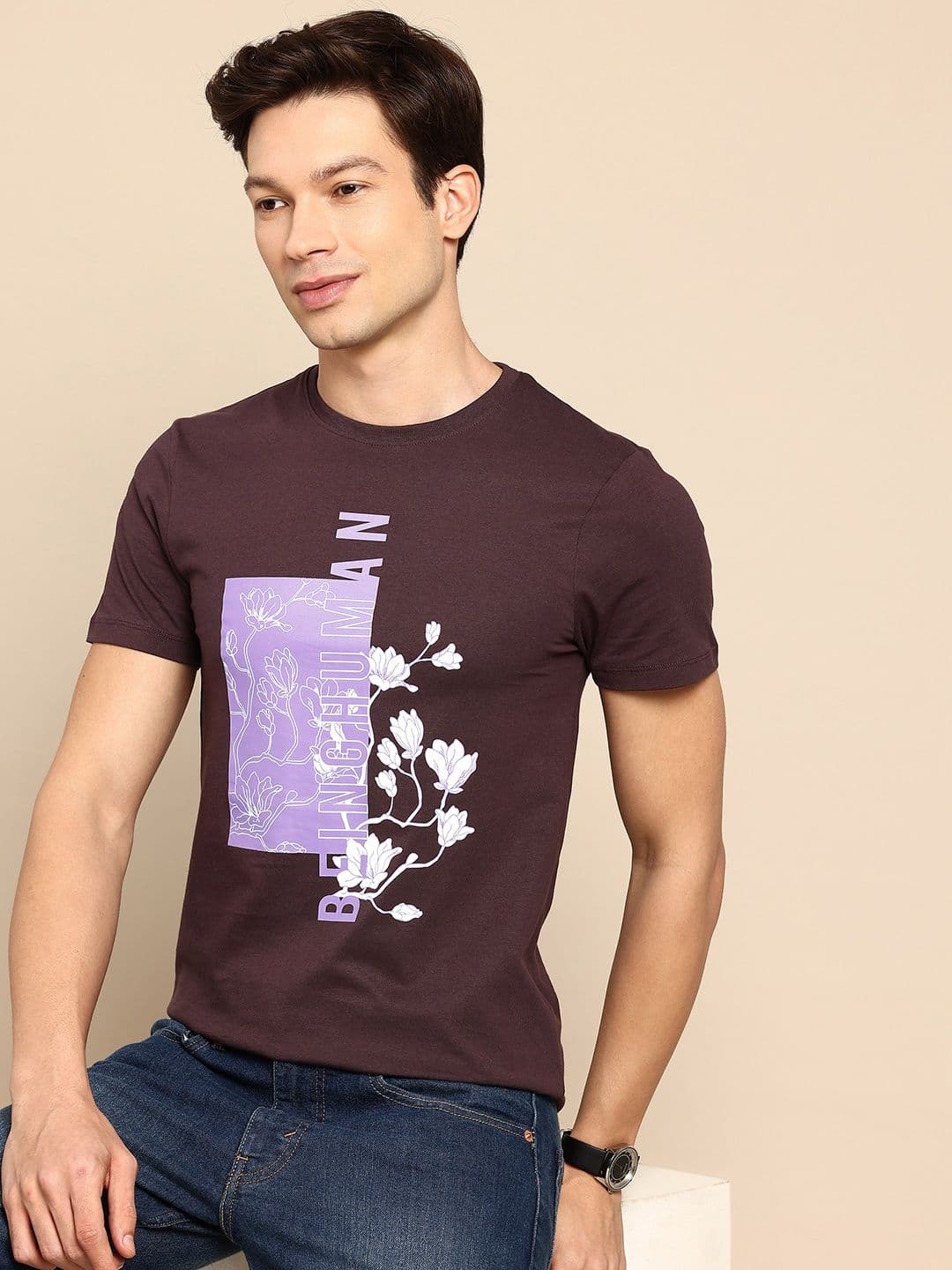 Being Human Graphic Printed Pure Cotton Slim Fit T-shirt - view 1
