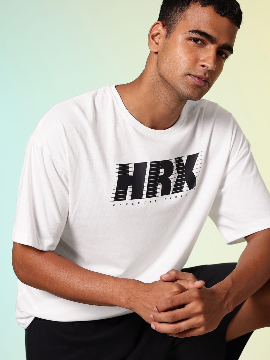 HRX by Hrithik Roshan Men Drop-Shoulder Sleeves Oversized Pure Cotton T-shirt - view 1