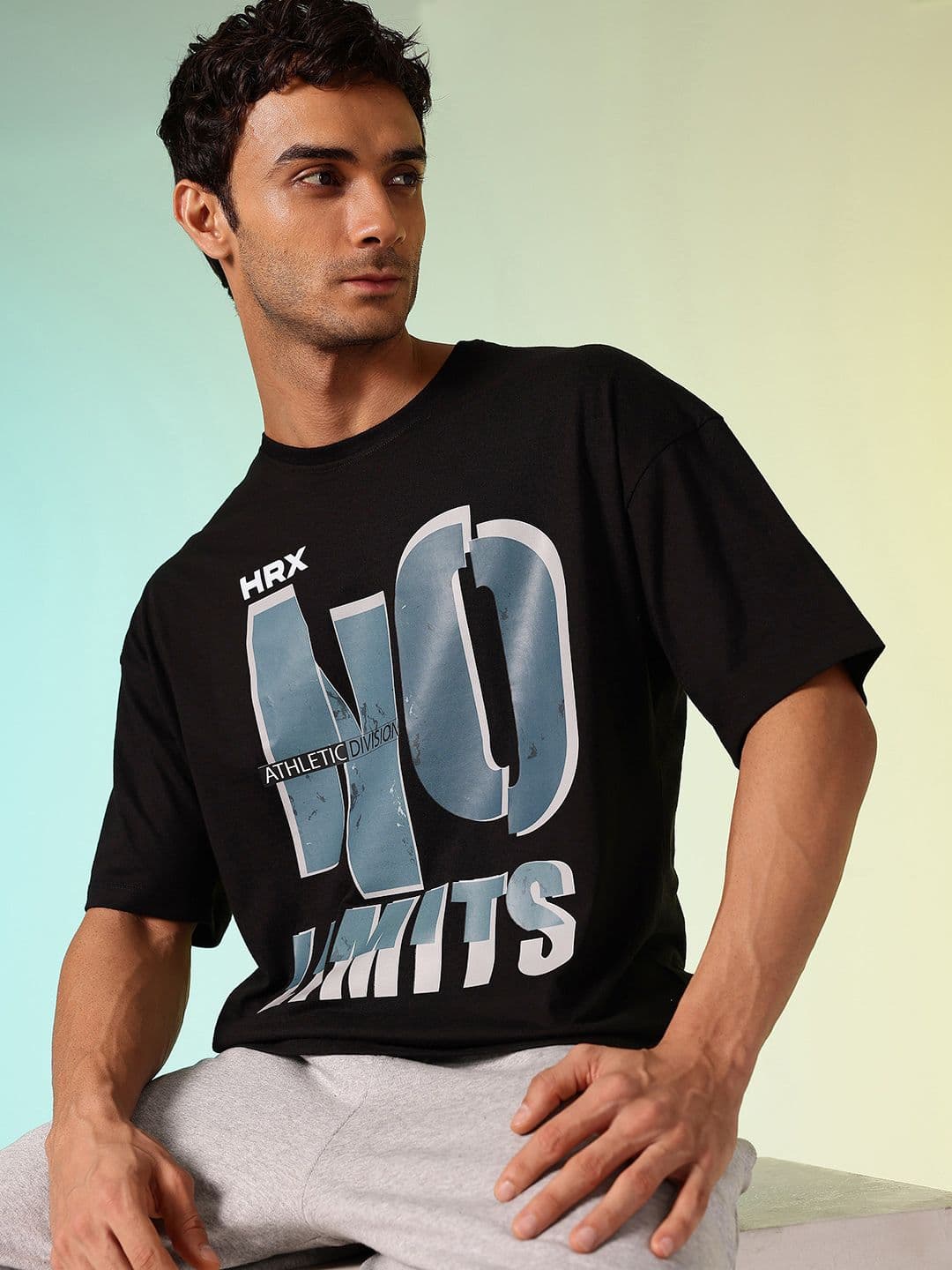 HRX by Hrithik Roshan Men Printed Drop-Shoulder Sleeves Oversized Pure Cotton T-shirt - view 1