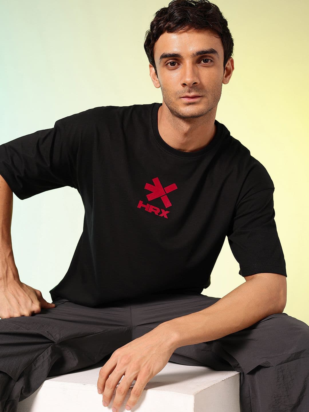 HRX by Hrithik Roshan Men Printed Drop-Shoulder Sleeves Oversized Pure Cotton T-shirt - view 1