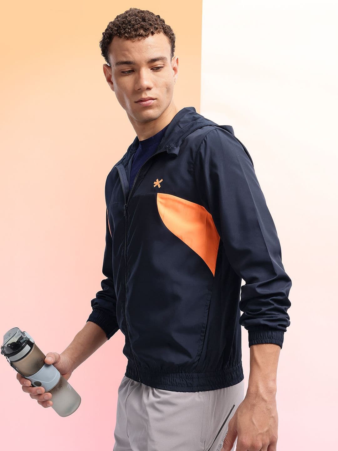 HRX by Hrithik Roshan Colourblocked Detail Hooded Running Jacket - view 1