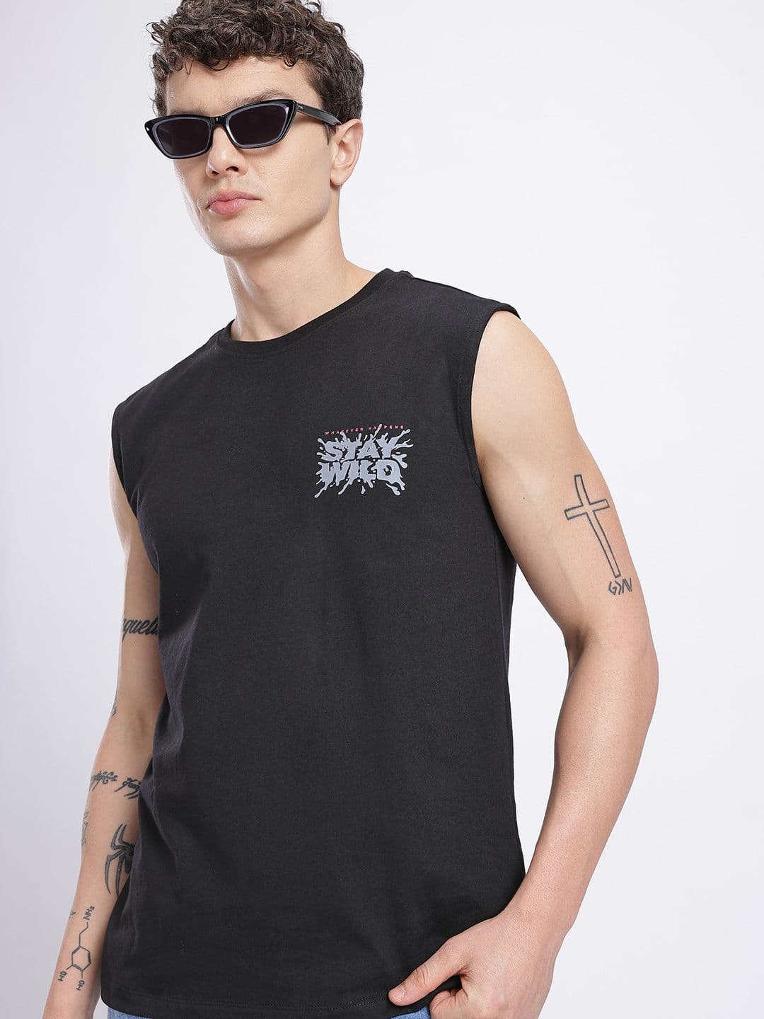 glitchez Placement Print Sleeveless T-shirt - view 1