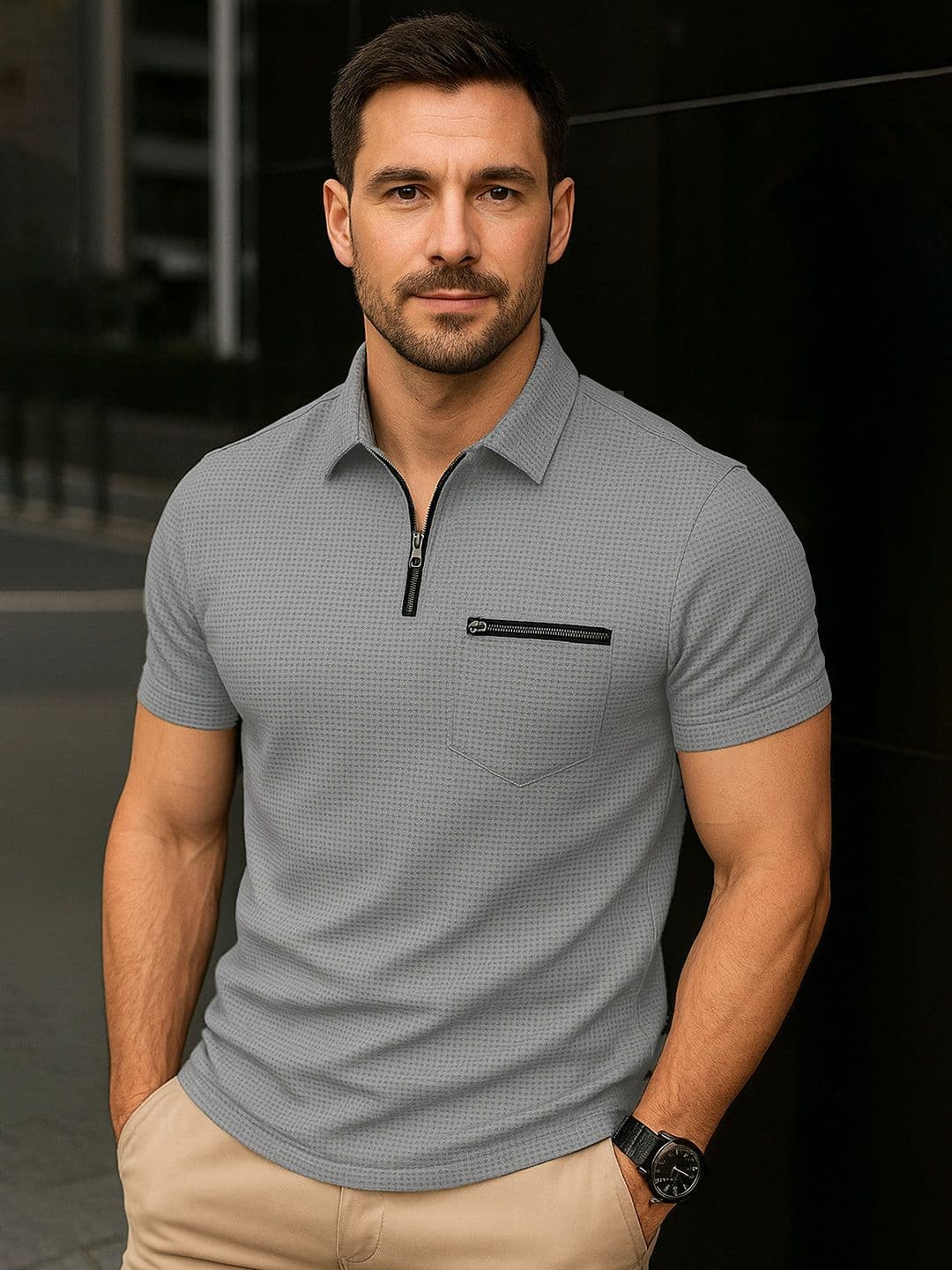 R.Code by The Roadster Life Co. Men Polo Collar T-shirt - view 1