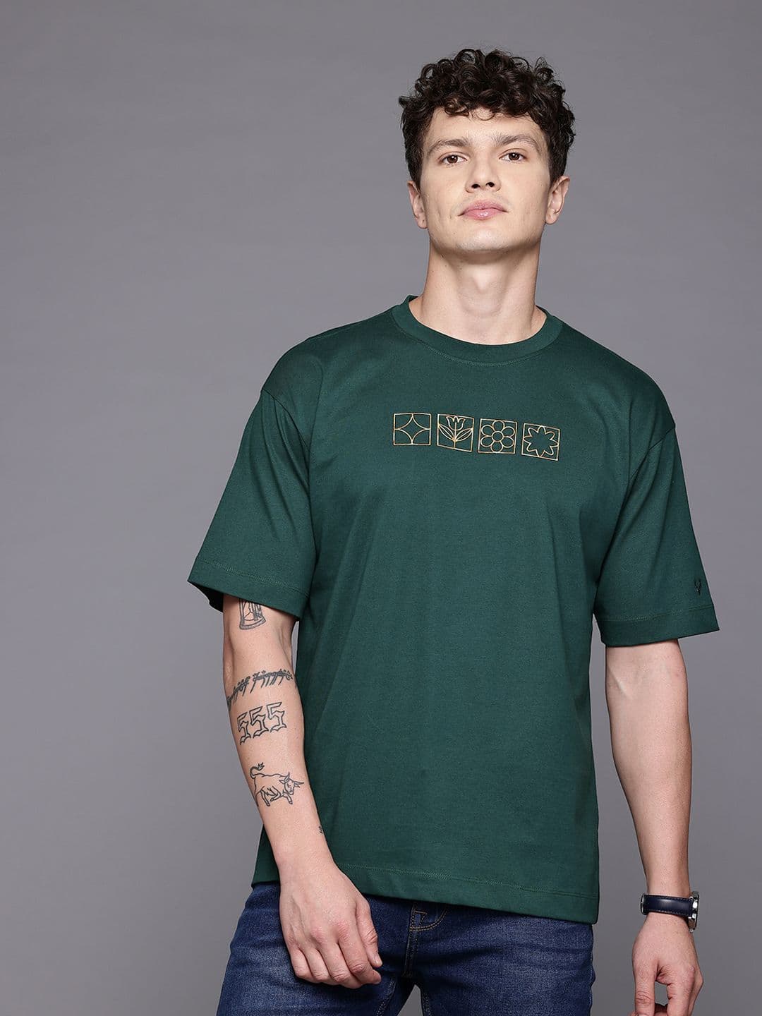 Allen Solly Printed Relaxed Pure Cotton T-shirt - view 1