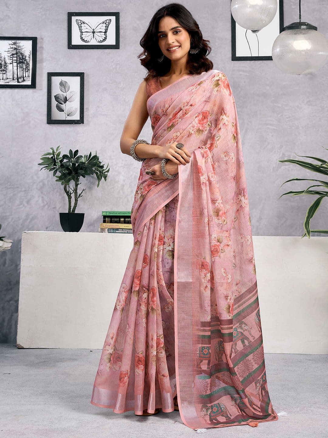 all about you Women Floral Printed Saree With Blouse Piece - view 1