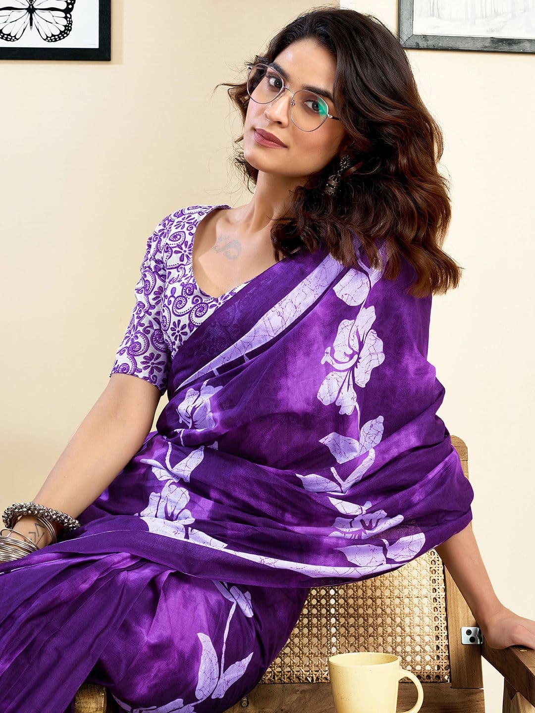 Mitera Ethnic Motifs Printed Pure Cotton Ready to Wear Saree - view 1