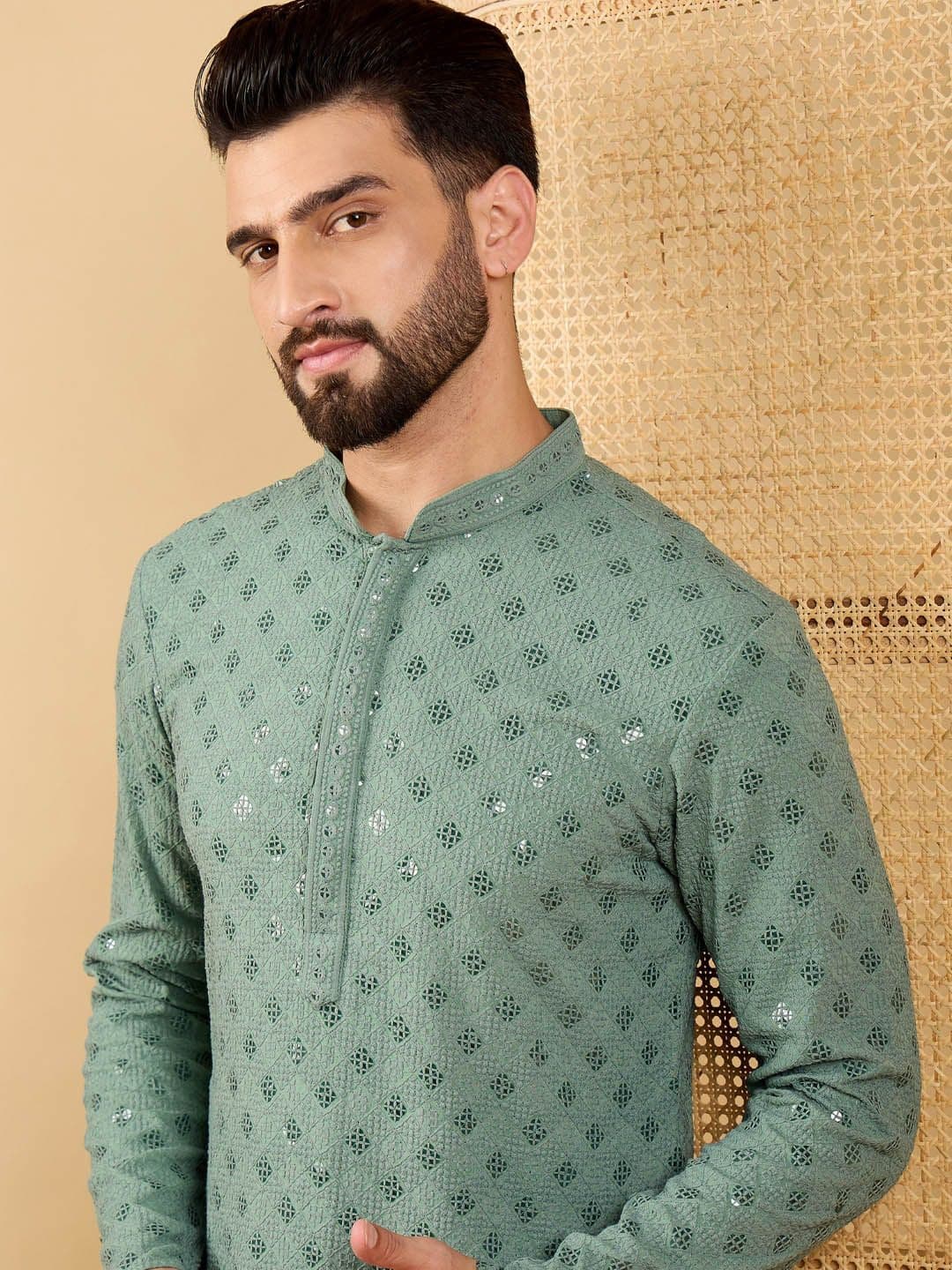 House of Pataudi Men Embellished Straight Kurta - view 1