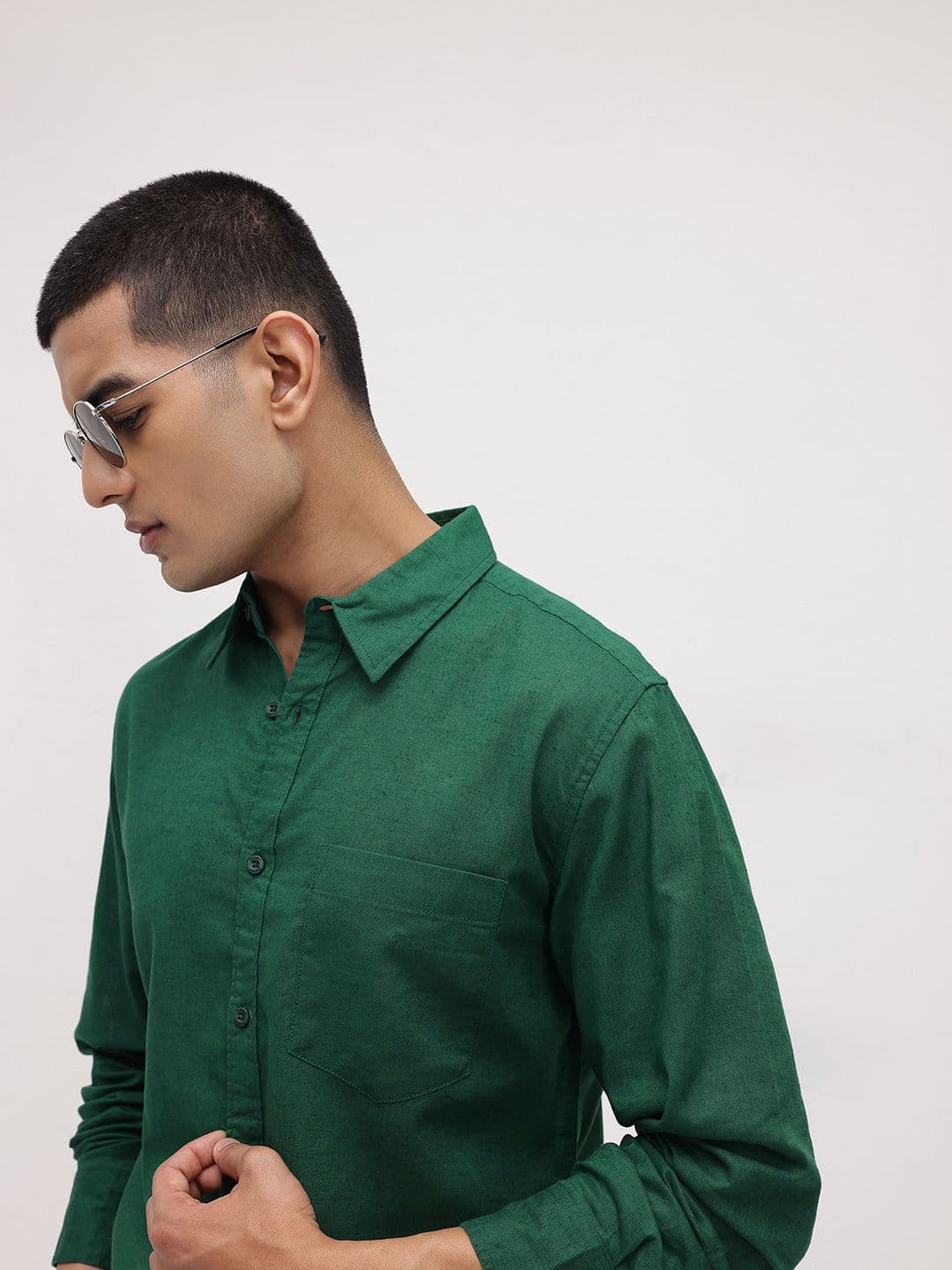 The Roadster Lifestyle Co. Solid Cotton Linen Regular Fit Shirt - view 1