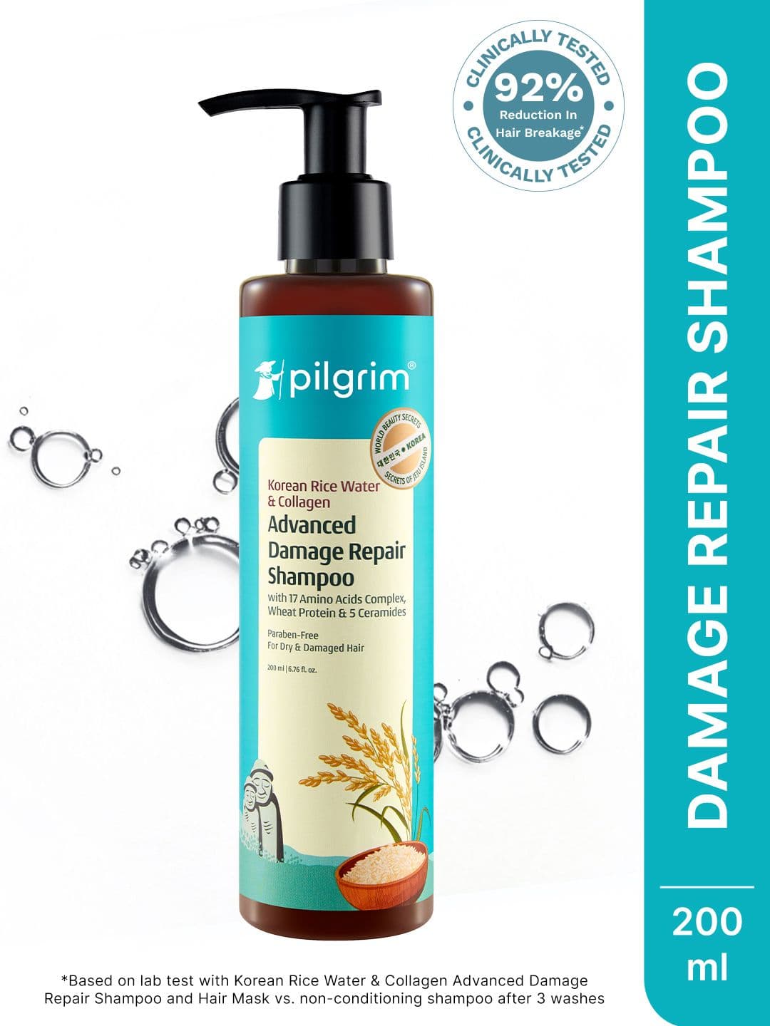 Pilgrim Korean Rice Water & Collagen Advanced Damage Repair Shampoo - 200ml - view 1