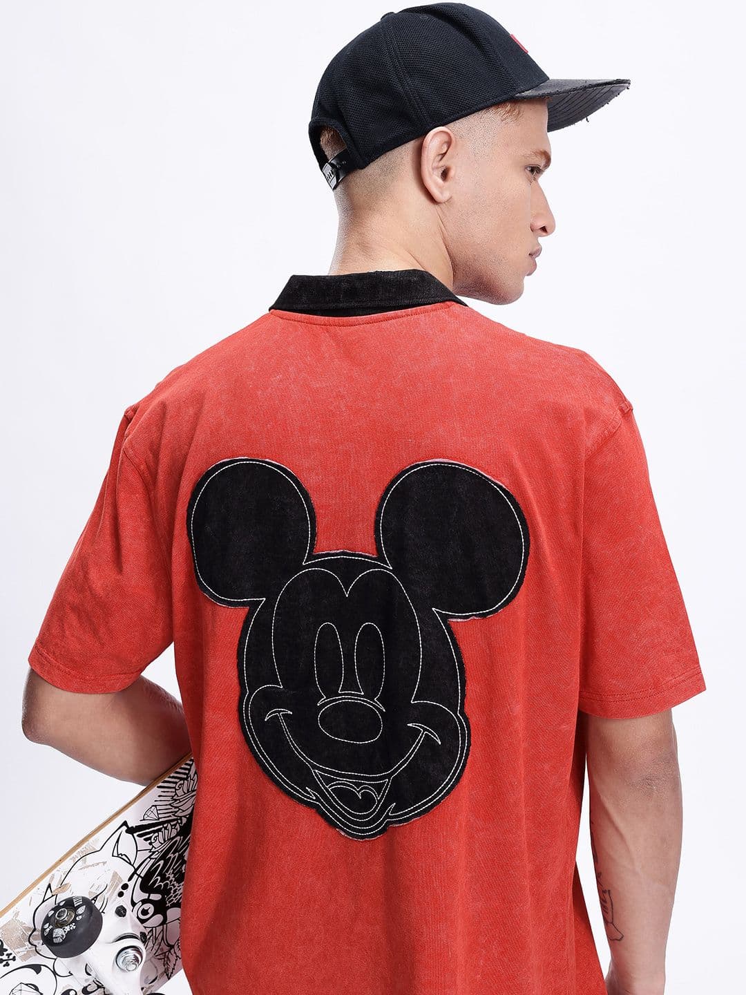 Kook N Keech Disney Mickey Mouse Printed Polo Collar Oversized T-shirt - view 1