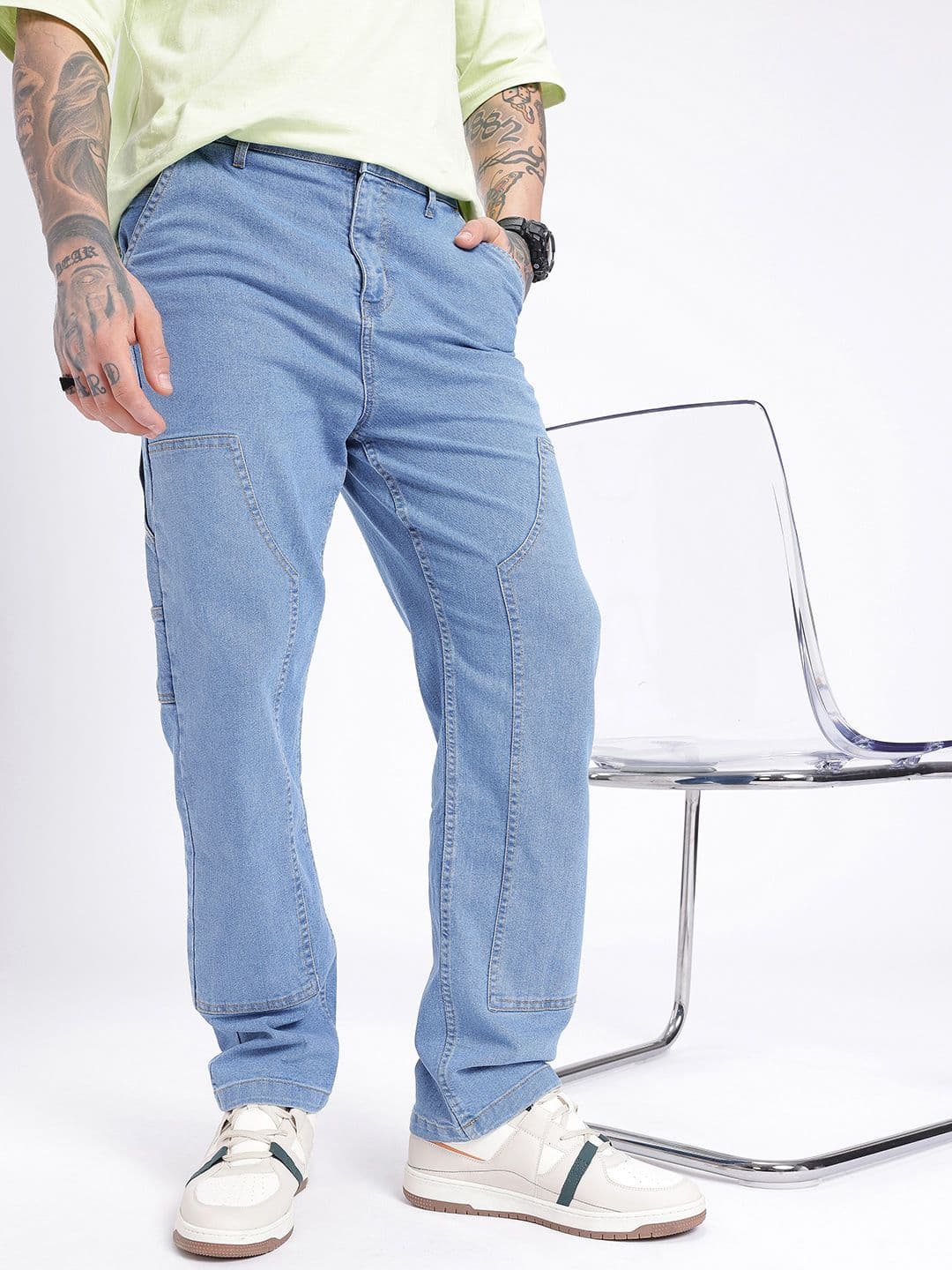 glitchez Men Carpenter Fit Stretchable Cargo Style Jeans - view 1