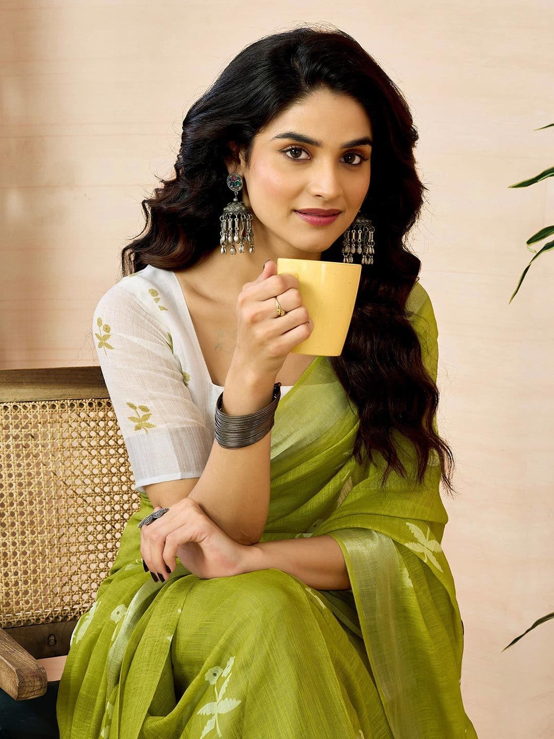 Mitera Ethnic Motifs Pure Linen Ready to Wear Saree - view 1