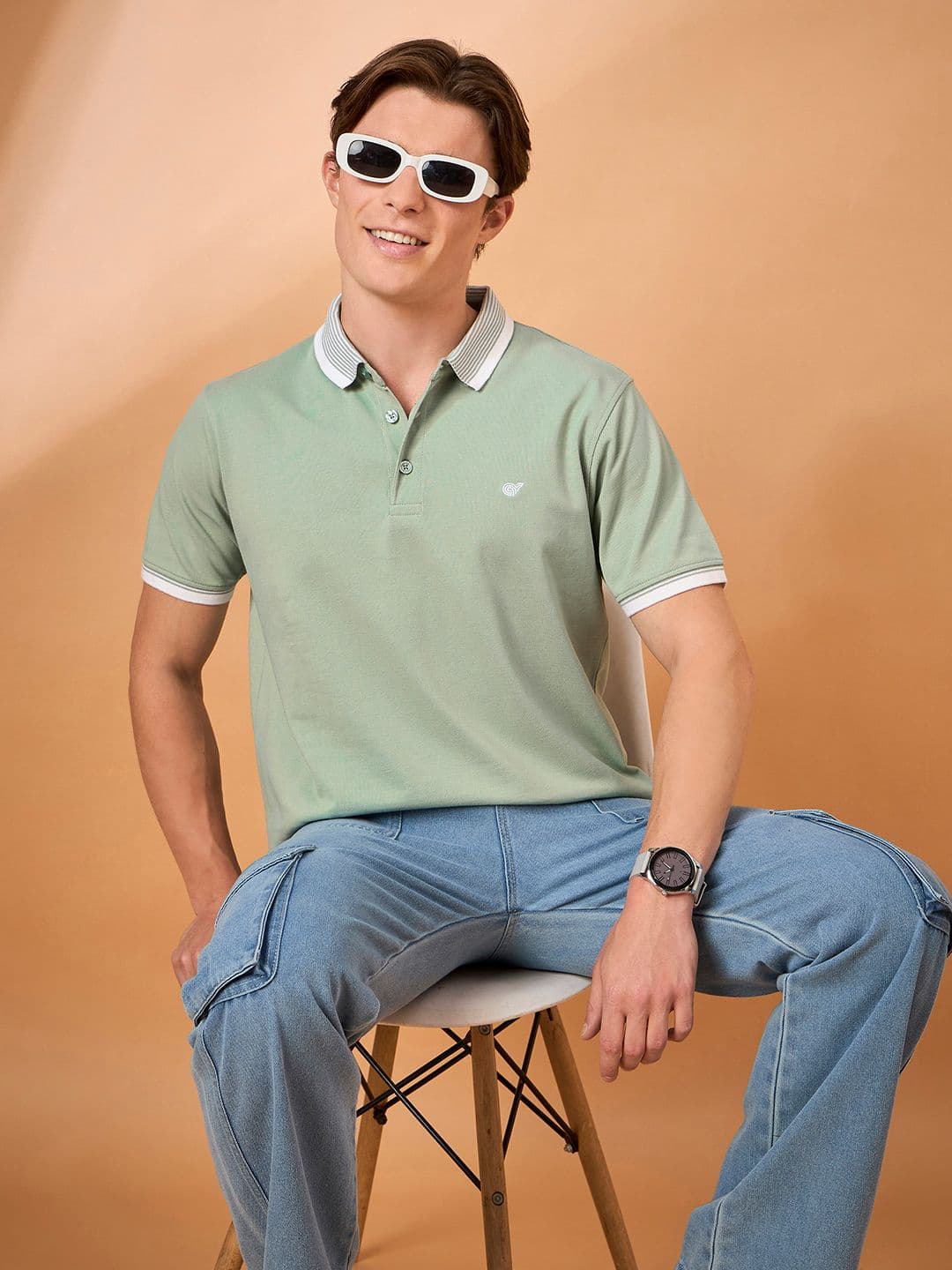 Club York Men Solid Polo Collar Cotton T-shirt - view 1