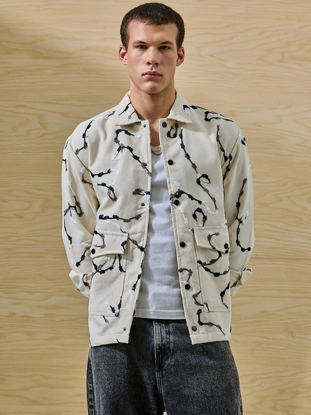 Snitch Beige Abstract Jacket - view 1