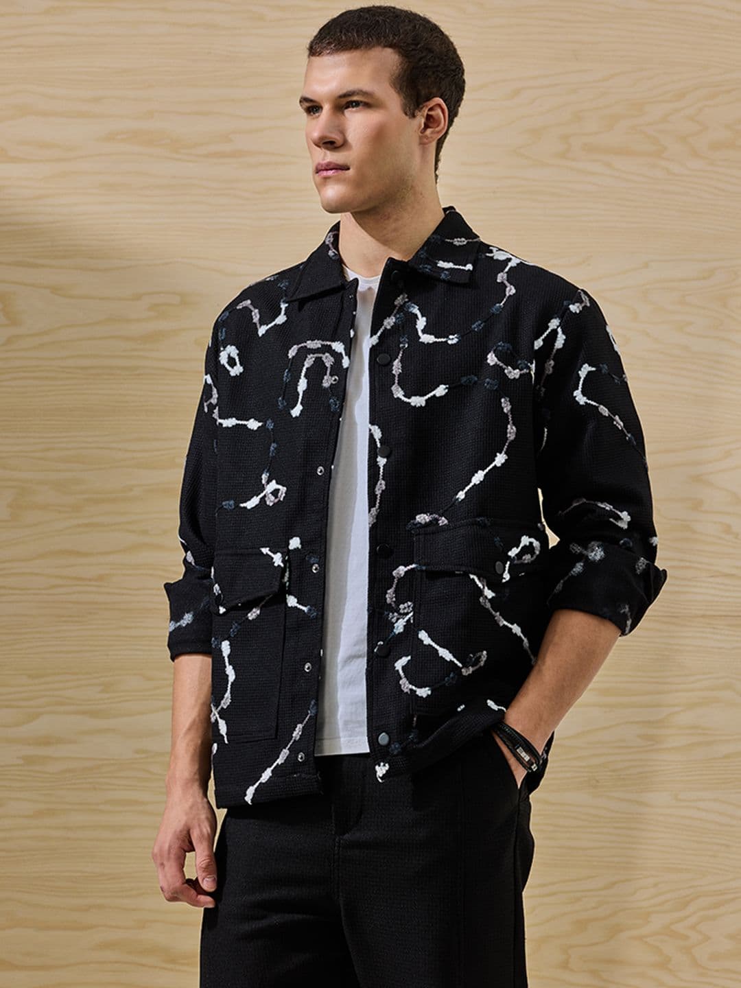 Snitch Black Abstract Jacket - view 1