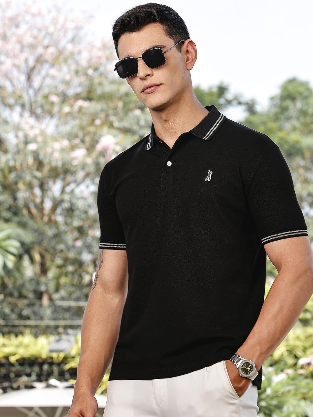 Thomas Scott Men Solid Polo Collar T-shirt - view 1