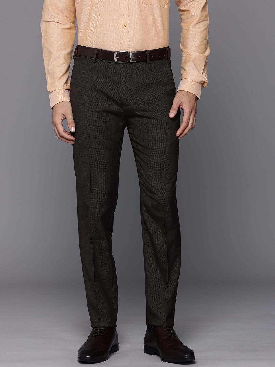 Raymond Men Self Design Textured Slim Fit Formal Trousers - view 1