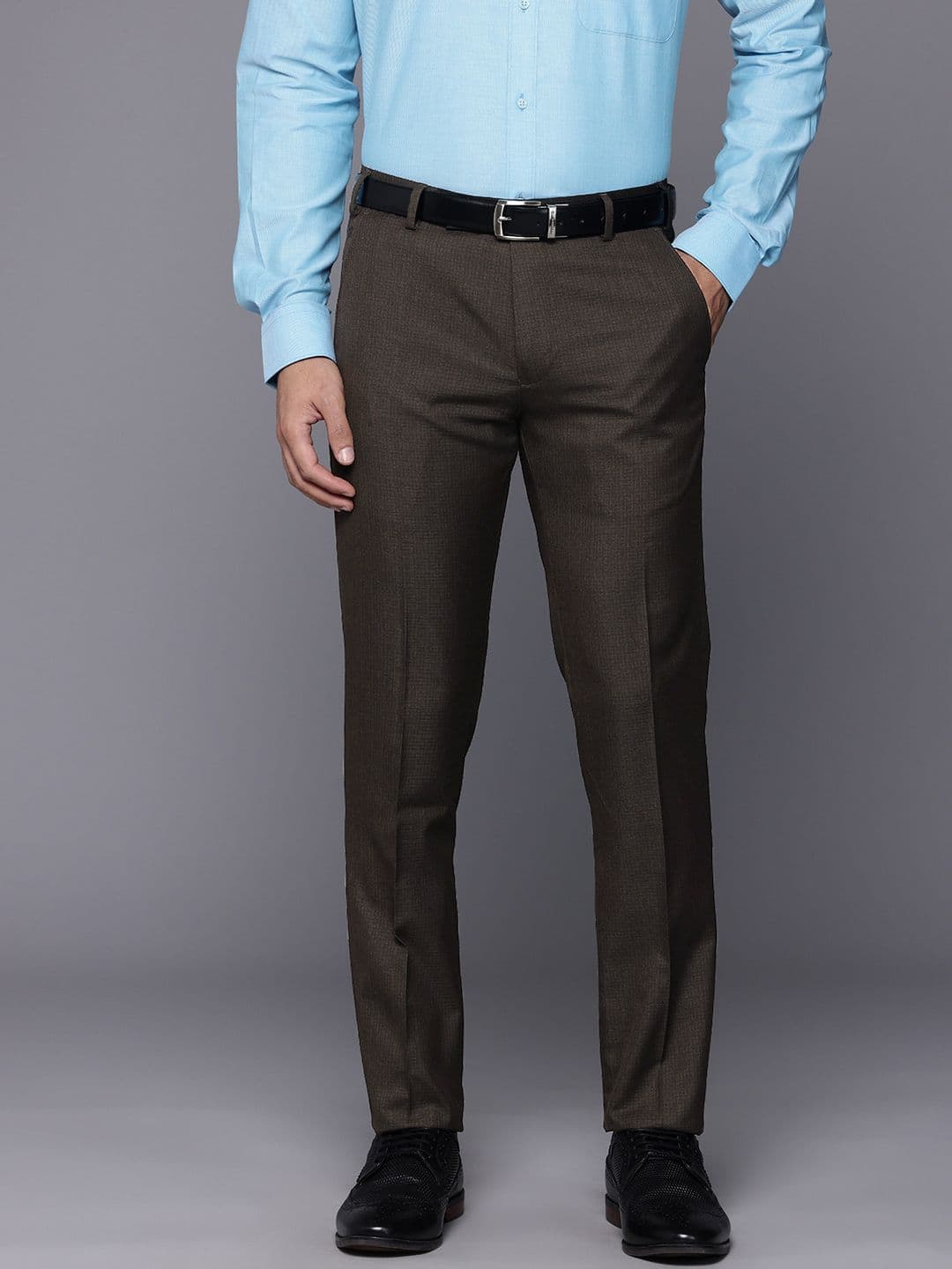 Raymond Men Checked Slim Fit Formal Trousers - view 1