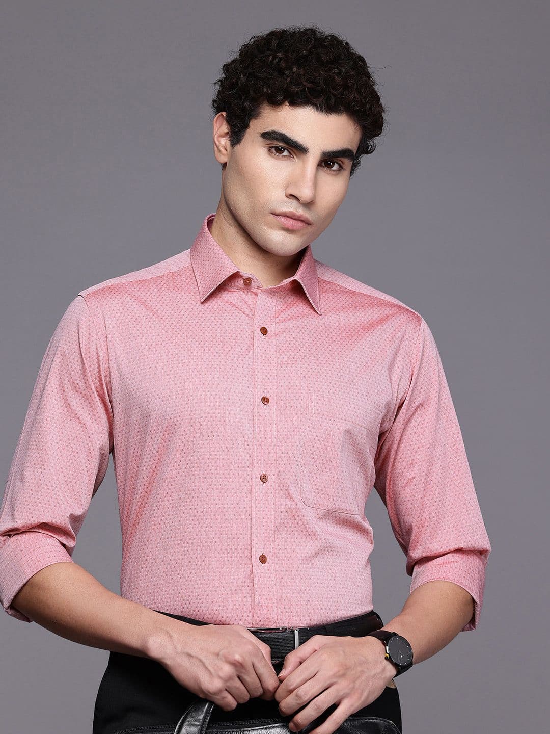Raymond Pure Cotton Textured Slim Fit Formal Shirt - view 1