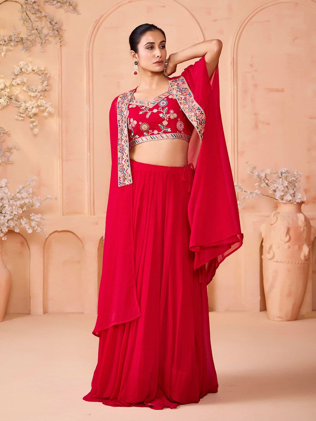 MADHURAM Embroidered Sequinned Ready To Wear Lehenga With Choli & Shrug - view 1